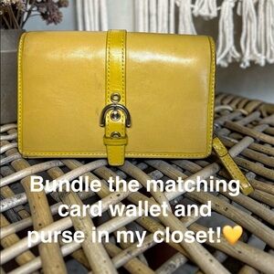 Vintage Coach Yellow Leather Legacy Buckle Snap Wallet - purse set in my closet💛